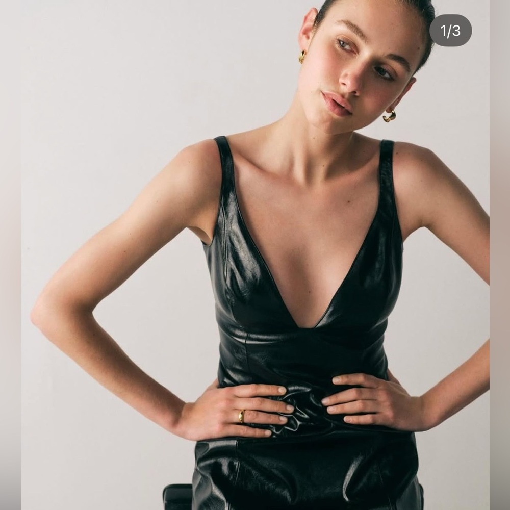 NWT JCrew Collection plunge dress in faux patent leather SZ 4